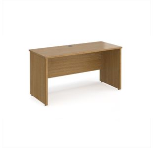 Maestro 25 straight desk 1400mm x 600mm - oak top with panel end leg