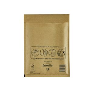 Sealed Air Bubble Lined Postal Bag D1 180x260mm Gold (Pack of 100) MQ50137