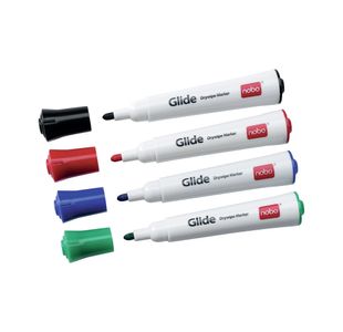 Nobo Glide Drywipe Marker Medium Bullet Tip Assorted Pack of 4 1902096