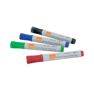 Nobo Glass Whiteboard Marker Assorted (4 Pack) 1905323