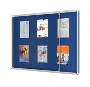 Nobo Premium Plus Lockable Noticeboard 18xA4 Sheets Blue Felt 1915334