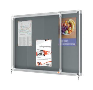 Nobo Premium Plus Lockable Noticeboard 8xA4 Sheets Grey Felt 1915336