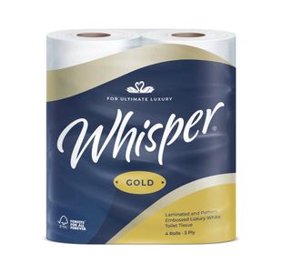 Whisper Gold Toilet Roll 3-Ply 170 Sheets Per Roll 4x10 (Pack of 40) TLGOLD