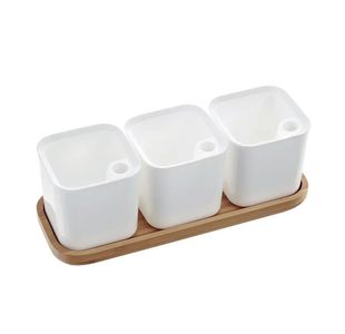 Eden Herb Self Watering Pot Set of 3 12cm White 698500