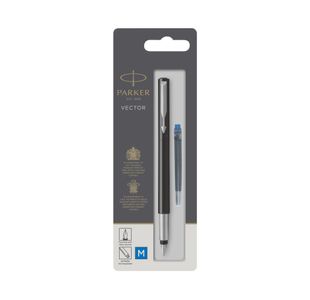 Parker Vector Fountain Pen Medium Black with Chrome Trim 67407 S0881041