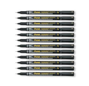 Pentel Permanent Marker Super Fine Point Black Pack of 12 NFS410-A