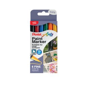 Pentel Paint Marker Fine Bullet Tip Assorted (Pack of 6) YMSP10/6-M