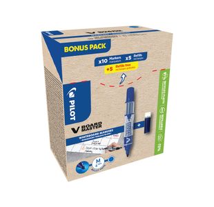 Pilot V-Board Master Drywipe 10 Mks+ 10 Rfls Blue Pack of 20 WLT556282