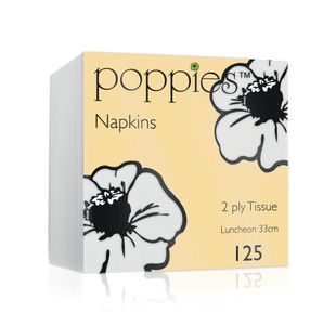 Poppies 2-Ply Napkins 4 Fold 33cm White (Pack of 2000) 3324WH/CASE