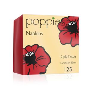Poppies 2-Ply Napkins 4 Fold 33cm Red (Pack of 2000) 3324RD/CASE