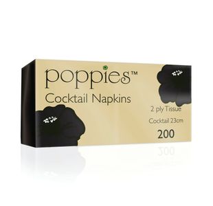Poppies Cocktail Napkins Black (Pack of 4000) 2424BK
