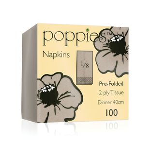 Poppies 2-Ply Napkins 8 Fold 40cm Recycled Kraft (Pack of 2000) 4028RC/CASE