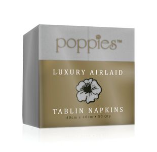 Poppies Tablin Napkins 8 Fold 40cm Grey (Pack of 500) 4048GR