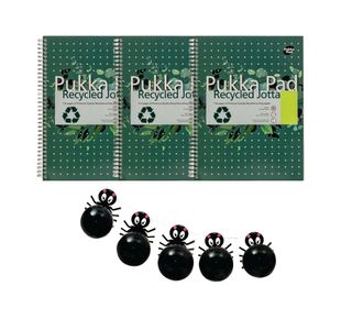 Pukka Recycled Wirebound Notebook A4 (Pack of 3) + FOC Halloween Spider Balloon Garland