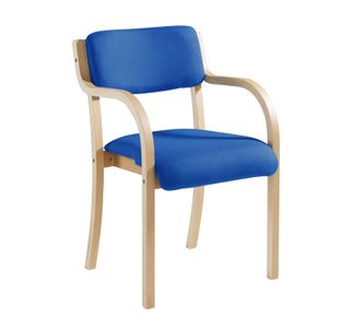 Prague wooden conference chair with double arms - blue