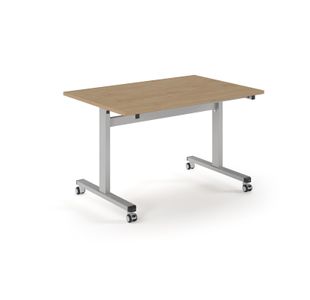 Pro Flip Rectangular Table 1200 x 800, Silver Frame, Kendal Oak Top