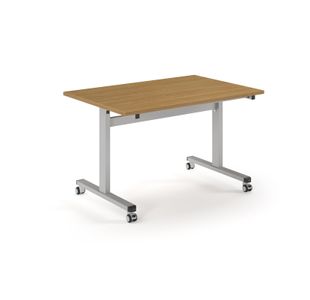 Pro Flip Rectangular Table 1200 x 800, Silver Frame, Oak Top
