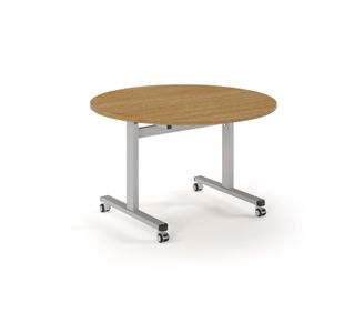 Pro Flip Circular Table 1200 Dia, Silver, Oak Top