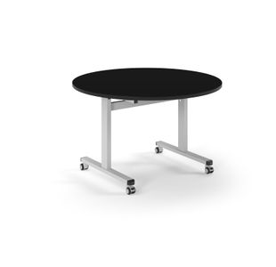 Pro Flip Circular Table 1200 Dia, White, Black Top