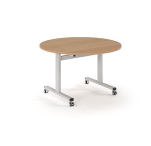 Pro Flip Circular Table 1200 Dia, White, Beech Top