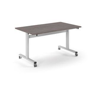 Pro Flip Rectangular Table 1400 x 800, White Frame, Grey Oak Top
