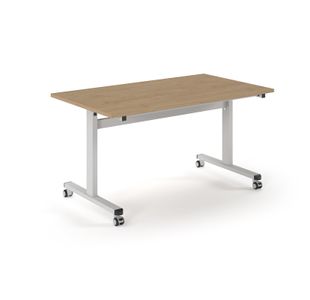 Pro Flip Rectangular Table 1400 x 800, White Frame, Kendal Oak Top