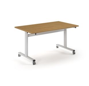 Pro Flip Rectangular Table 1400 x 800, White Frame, Oak Top