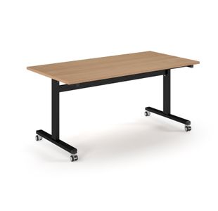 Pro Flip Rectangular Table 1600 x 800, Black Frame, Beech Top