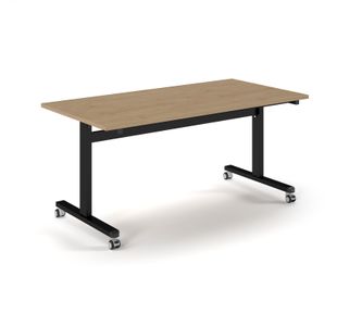 Pro Flip Rectangular Table 1600 x 800, Black Frame, Kendal Oak Top