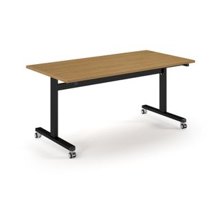Pro Flip Rectangular Table 1600 x 800, Black Frame, Oak Top