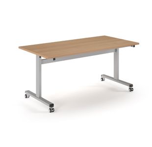 Pro Flip Rectangular Table 1600 x 800, Silver Frame, Beech Top