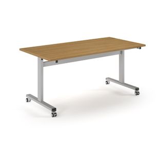 Pro Flip Rectangular Table 1600 x 800, Silver Frame, Oak Top