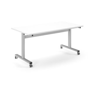 Pro Flip Rectangular Table 1600 x 800, Silver Frame, White Top