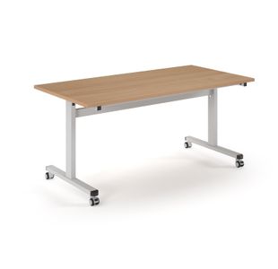Pro Flip Rectangular Table 1600 x 800, White Frame, Beech Top