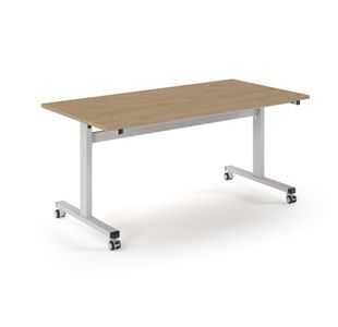 Pro Flip Rectangular Table 1600 x 800, White Frame, Kendal Oak Top