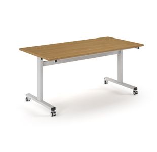 Pro Flip Rectangular Table 1600 x 800, White Frame, Oak Top