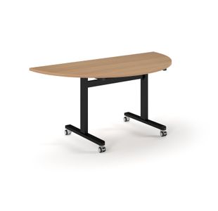 Pro Flip Semi-Circular Table 1600 x 800, Black, Beech Top