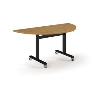 Pro Flip Semi-Circular Table 1600 x 800, Black, Oak Top
