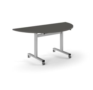 Pro Flip Semi-Circular Table 1600 x 800, Silver, Onyx Grey Top