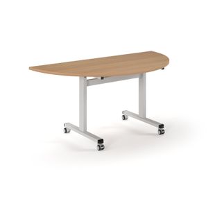 Pro Flip Semi-Circular Table 1600 x 800, White, Beech Top