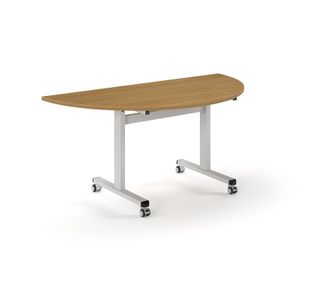 Pro Flip Semi-Circular Table 1600 x 800, White, Oak Top