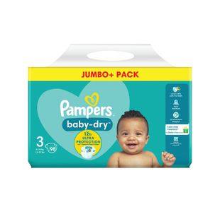 Pampers Baby Dry Taped Nappies Size 3 Jumbo (Pack of 196) C009389