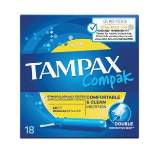 Tampax Compact Regular Applicator Tampons Box x18 (Pack of 6) 57763