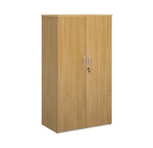 Universal double door cupboard 1440mm high with 3 shelves - oak