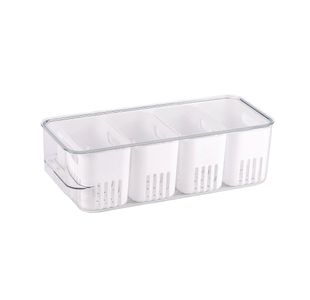StoreStack Refrigerator Bin +Lid 4 Inserts Clear 368x114x114mm RB13610