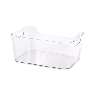 StoreStack Open-Top Pantry Bin with Side Handles Medium Clear RB13611