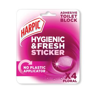 Harpic Hygienic Fresh Sticker Adhesive Toilet Block Floral x4 Tabs (Pack of 6) 3275290
