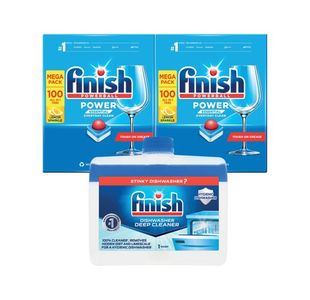 Finish Lemon Dishwasher Tabs 100 Tabs x 2 + FOC Dishwasher Cleaner