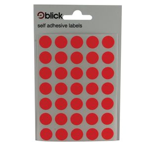 Blick Coloured Labels in Bags Round 13mm Dia 140 Per Bag Red (Pack of 2800) RS004554