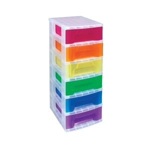 Really Useful Slimline 6 Drawer Storage Tower 3.5L Clr/Ast ST6x3.5ASS